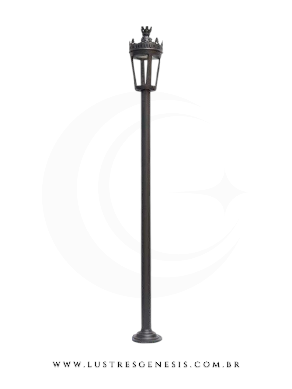 Poste de Jardim Colonial 3,72m Alumínio Fundido com Suporte para Placa Iluminação externa fachada, jardim e área gourmet